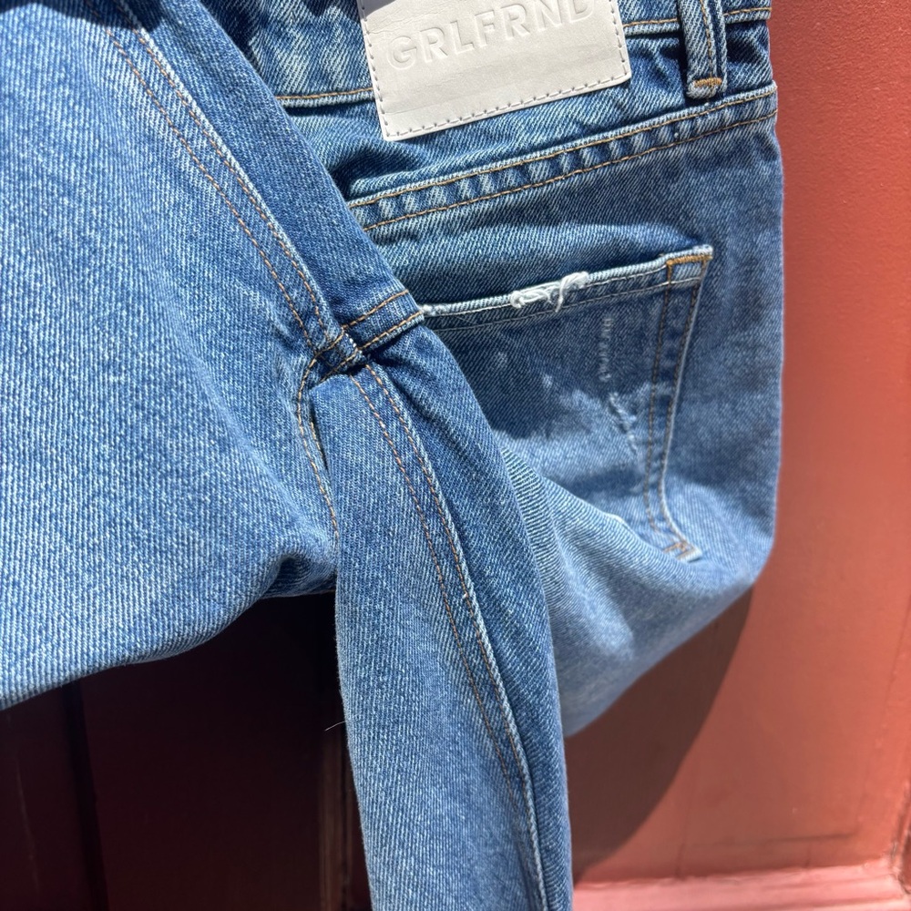 GRLFRND High Rise Blue Jeans with Vintage Distressing - Picture 7 of 7